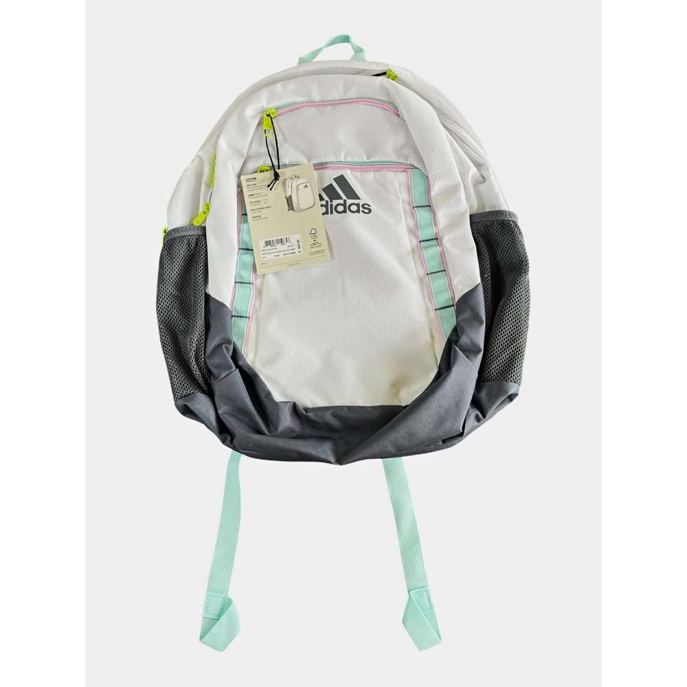adidas Kids Colorblock Backpack White/Gray Mint Green Zip Adjustable Straps
